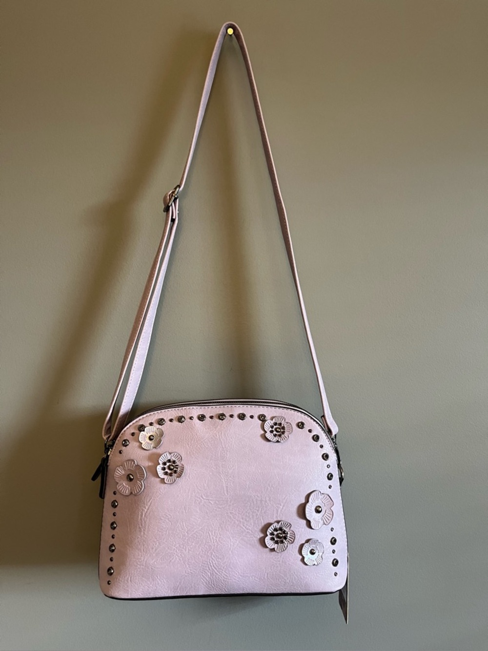 Sam & Hadley Purple Floral Studded Crossbody Bag Looks New